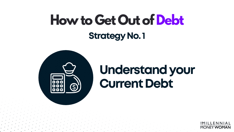 the millennial money woman blog post "how to get out of debt strategy 1"