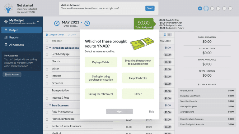 ynab - account set up step 4