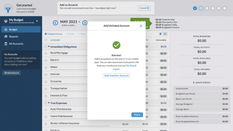 ynab - add an account step 12