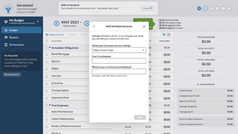 ynab - add an account step 7