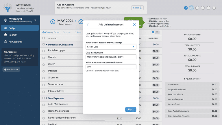 ynab - add an account step 8