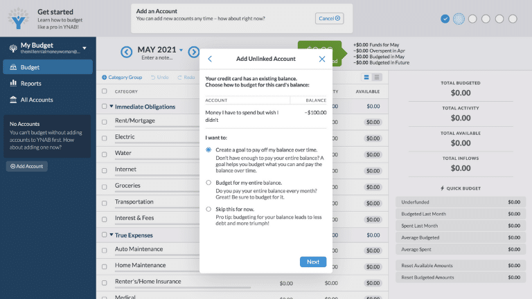 ynab - add an account step 9