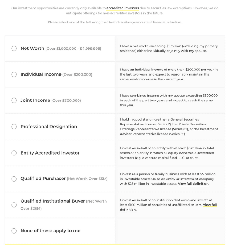 AcreTrader Accreditation Status