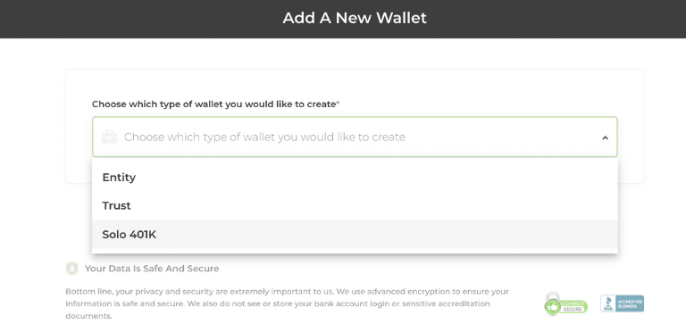 AcreTrader New Wallet