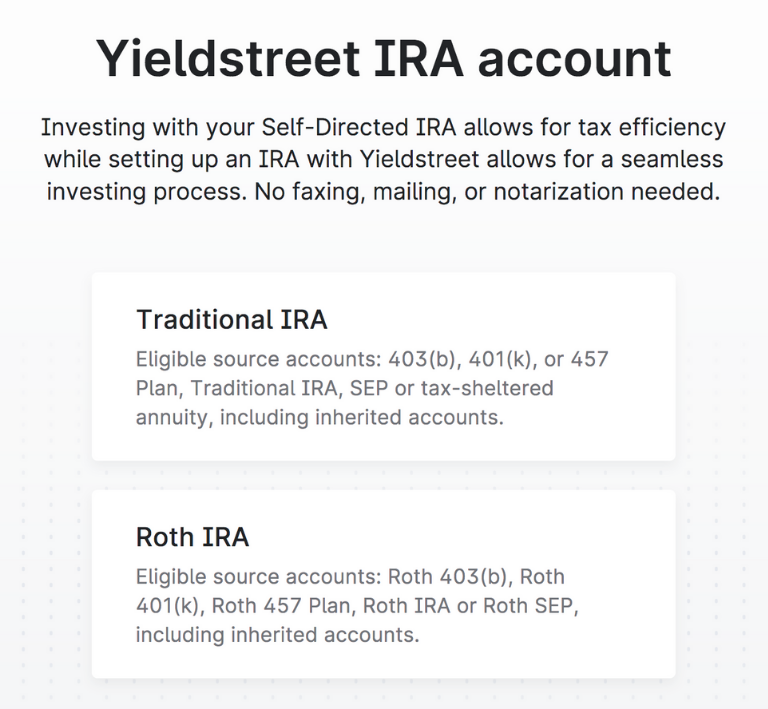 Yieldstreet IRA Traditional or Roth