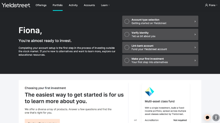 Yieldstreet Investor Dashboard