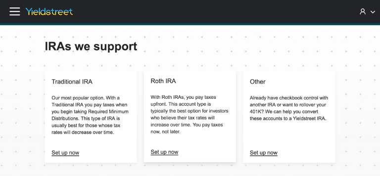 Yieldstreet Supported IRAs