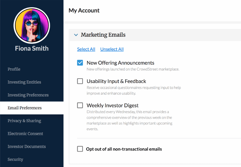 CrowdStreet Email Preferences