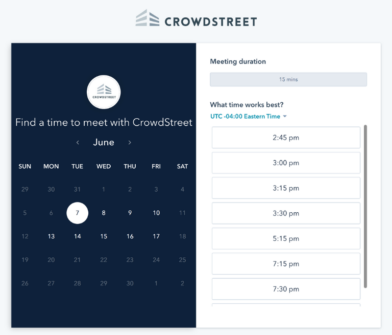 CrowdStreet Schedule Call