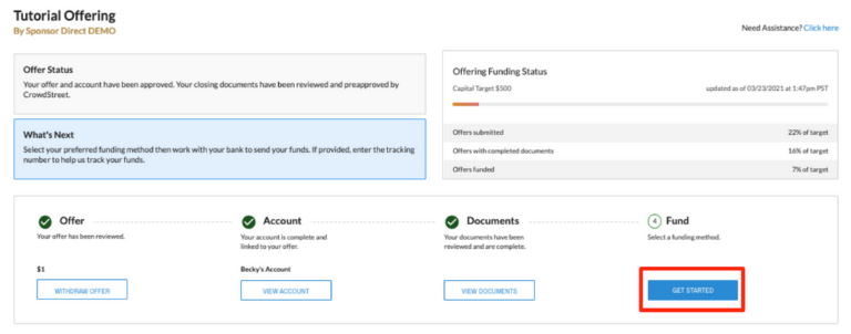 CrowdStreet Tutorial Offering