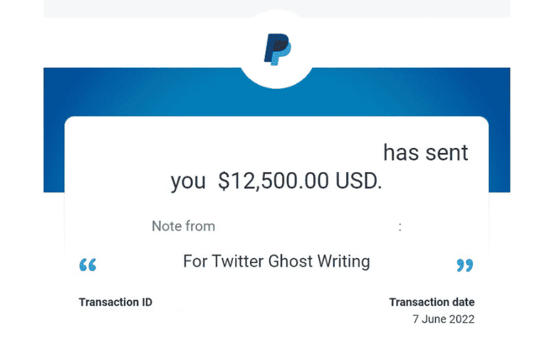 Ghostwriting Service Payment